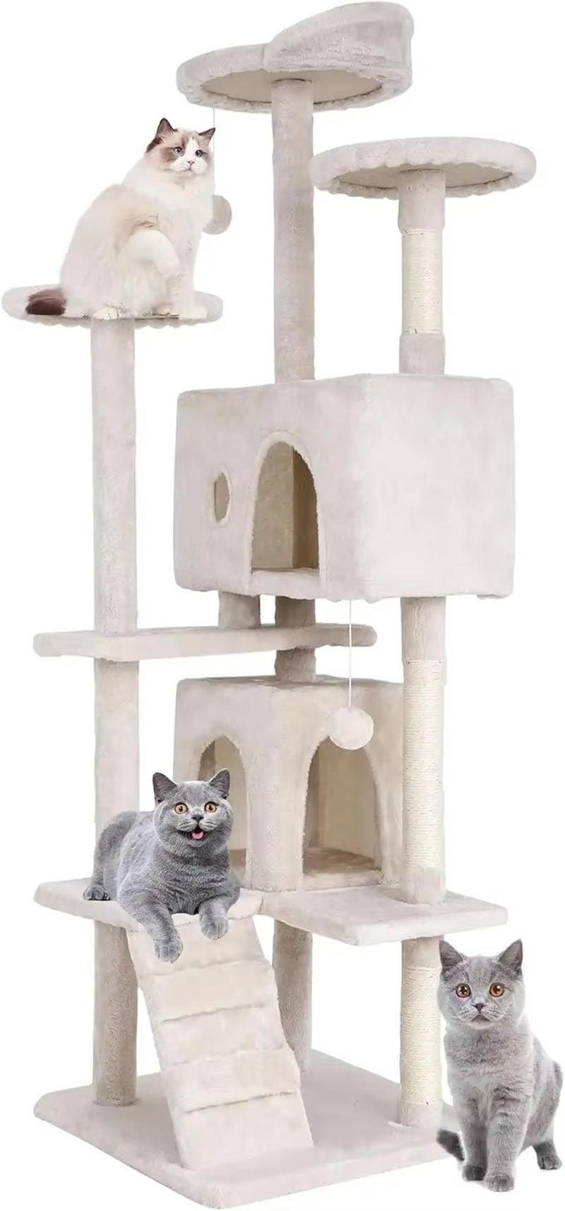 70In Cat Tree Tower, Multi-Level Furniture Activity Center with Grab Post, Vertical House Apartment, Cat Pet Game House