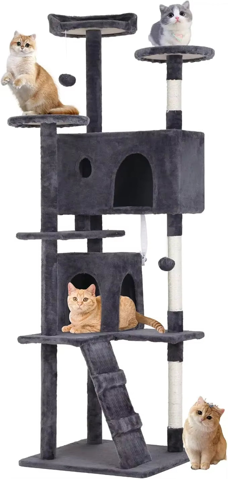 70In Cat Tree Tower, Multi-Level Furniture Activity Center with Grab Post, Vertical House Apartment, Cat Pet Game House