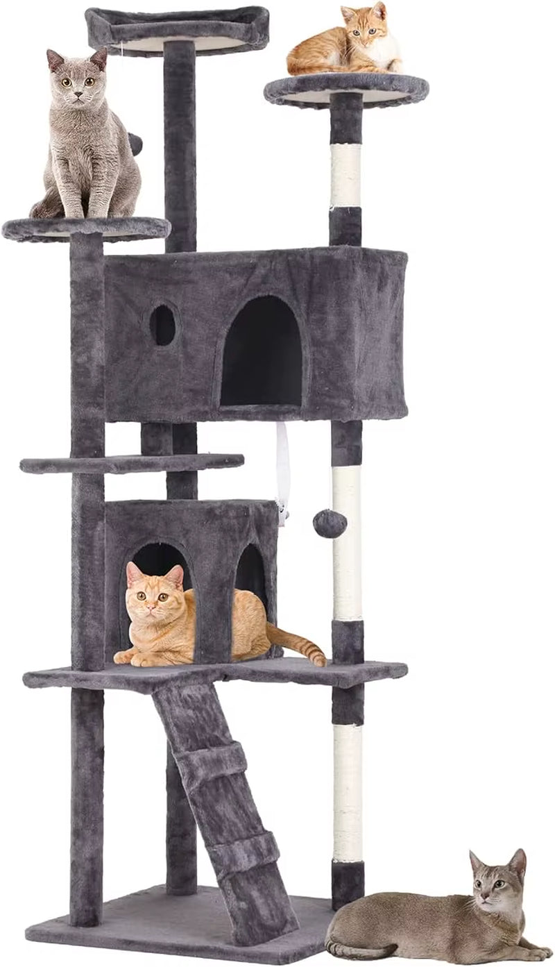 70In Cat Tree Tower, Multi-Level Furniture Activity Center with Grab Post, Vertical House Apartment, Cat Pet Game House