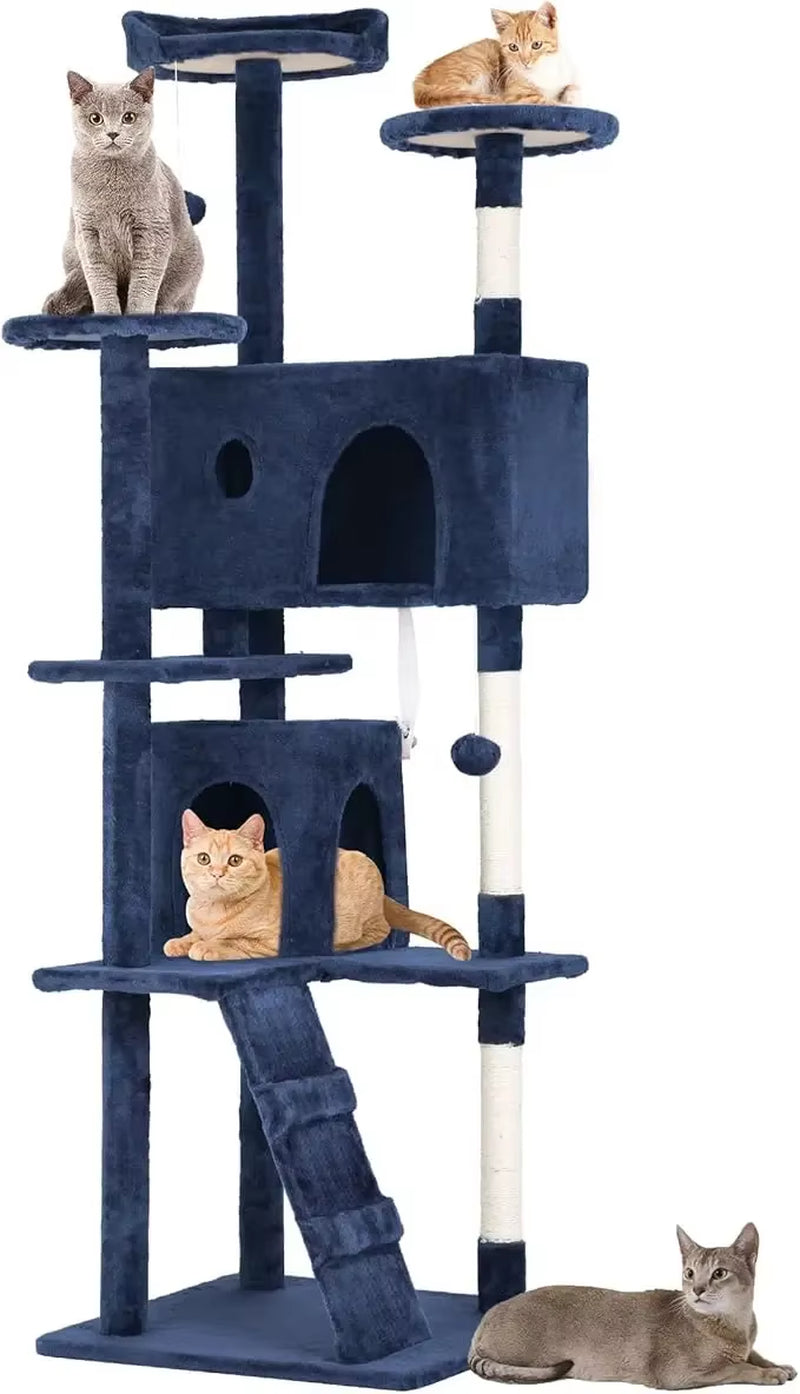 70In Cat Tree Tower, Multi-Level Furniture Activity Center with Grab Post, Vertical House Apartment, Cat Pet Game House