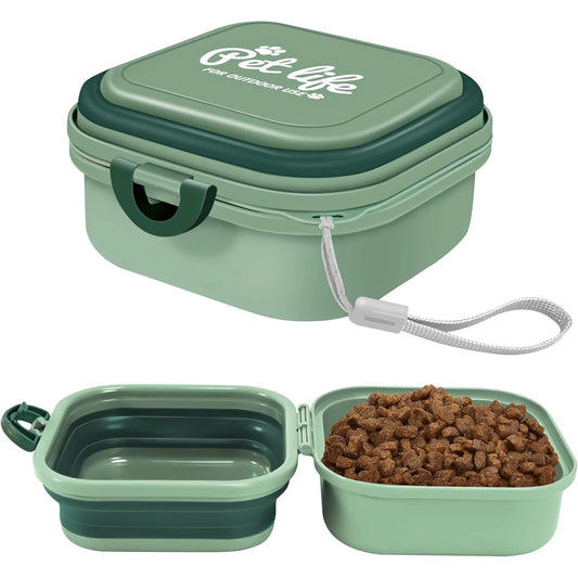 Collapsible Dog Water Bowl, Portable Dog Bowl for Traveling, 2-In-1 Pet Food and Water Feeder - Travel Dog Bowls with Lid for Wa